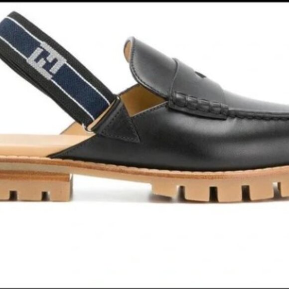Fendi Men\'s Black Slingback Strap Loafers